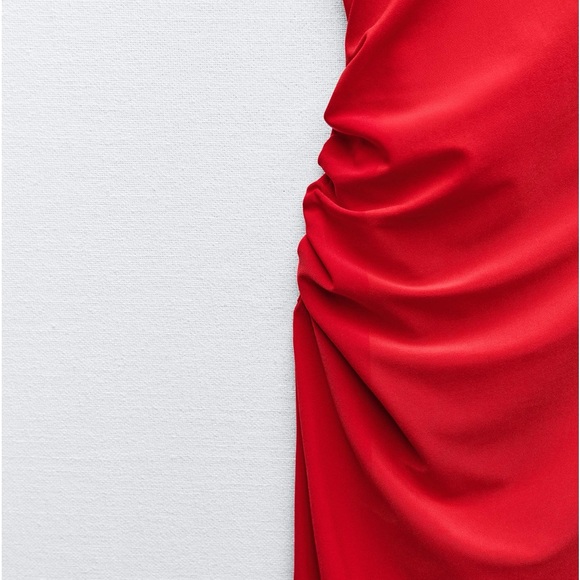 NWT Zara Woman Red Fluid Back Knot Dress Size L Large - Picture 5 of 10